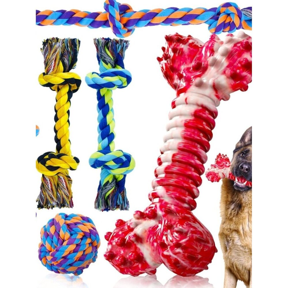 Durable Dog Chew Toys 5 Pack for Large Aggressive Chewers
